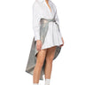 Front View Talk To Me Nice Foil Effect Denim Skirt Belt