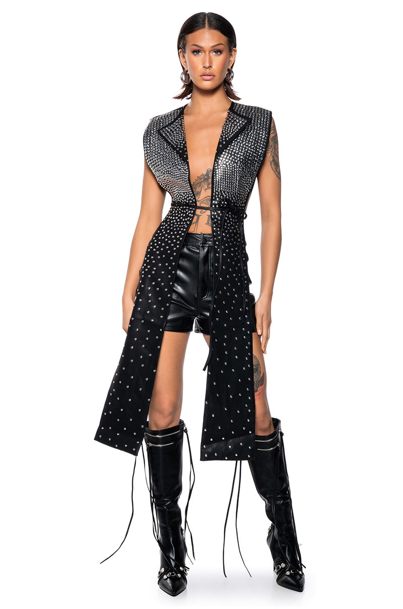 TALK TO ME STUD OPEN BACK VEST view 0