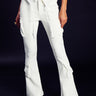 Front View Talon Pocket Detail Flare Trouser