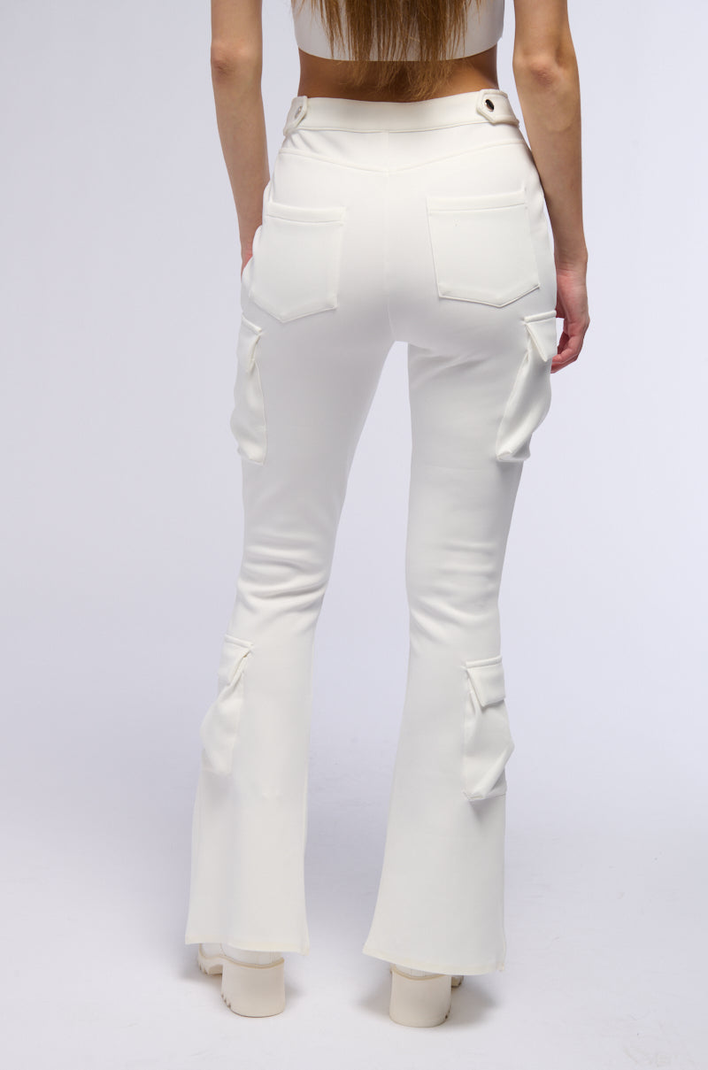 Back View Talon Pocket Detail Flare Trouser