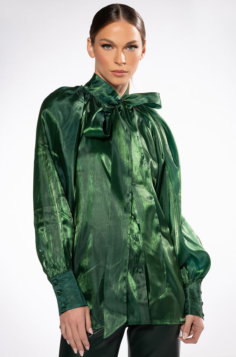 Side View Talulla Tie Neck Long Sleeve Blouse