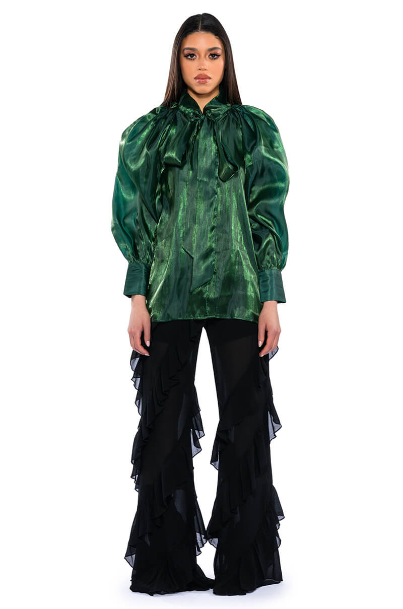 Back View Talulla Tie Neck Long Sleeve Blouse