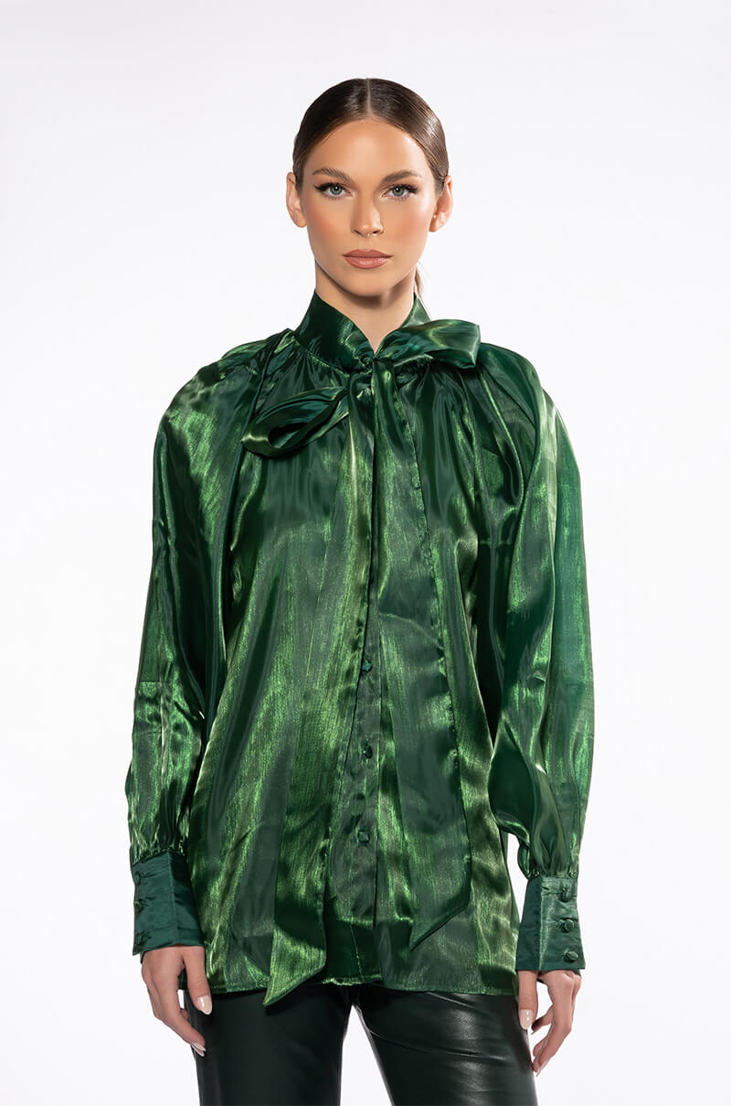 Extra View Talulla Tie Neck Long Sleeve Blouse