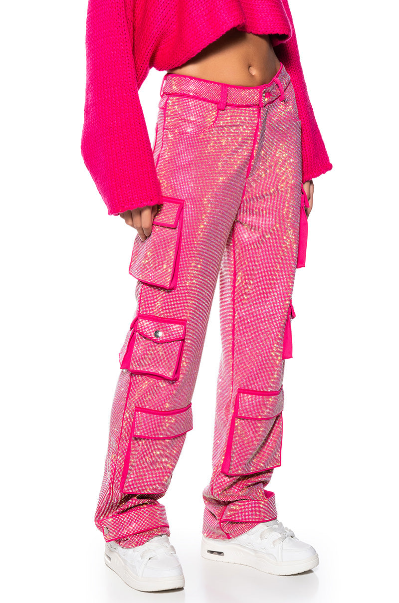 Front View Tamara Rhinestone Cargo Pant