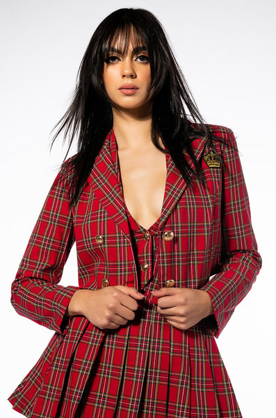 red plaid blazer dress Red Tartan Blazer Dress Pea Street Handmade in UK