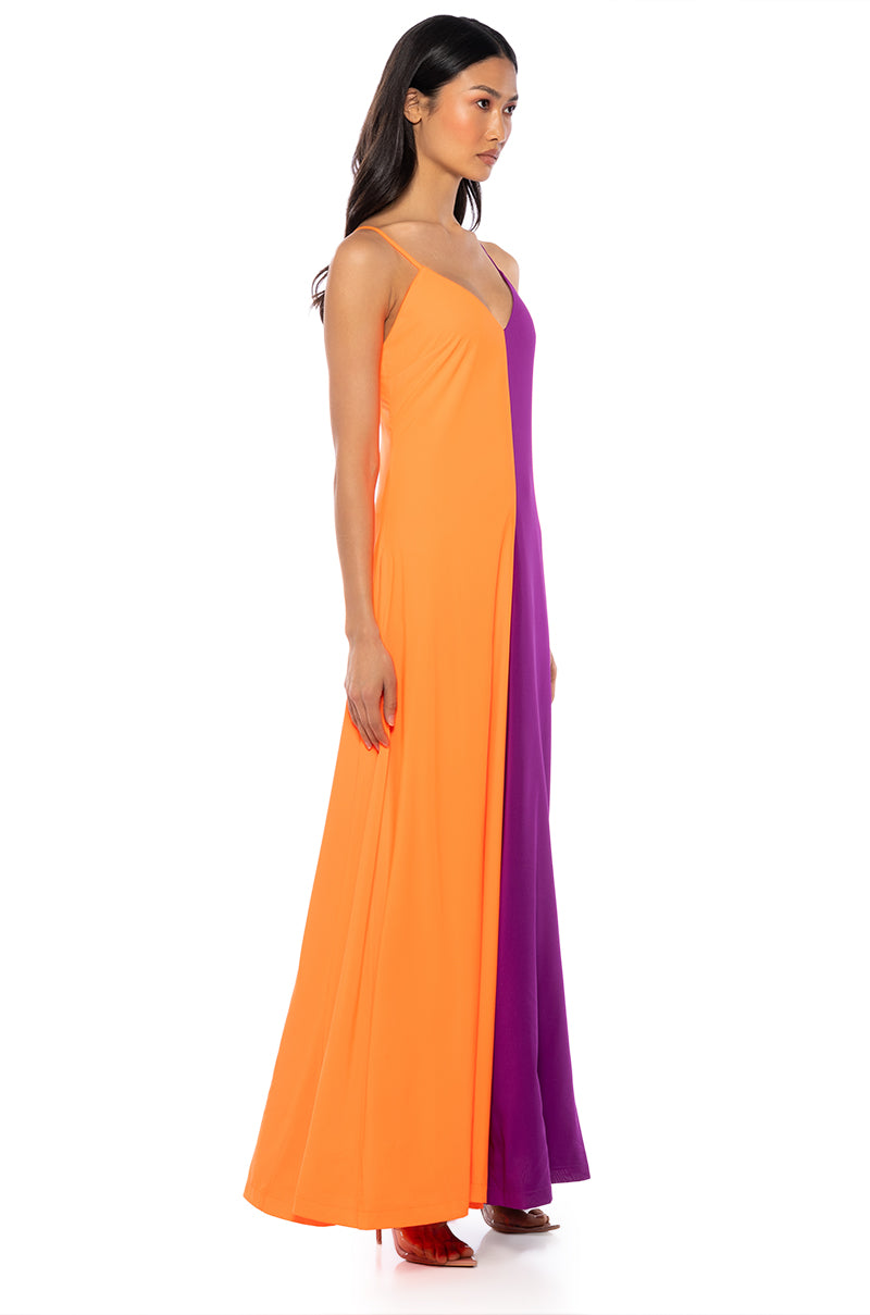 Side View Tatiana Color Blocked Sleeveless Jumpsuit In Purple Multi view 2