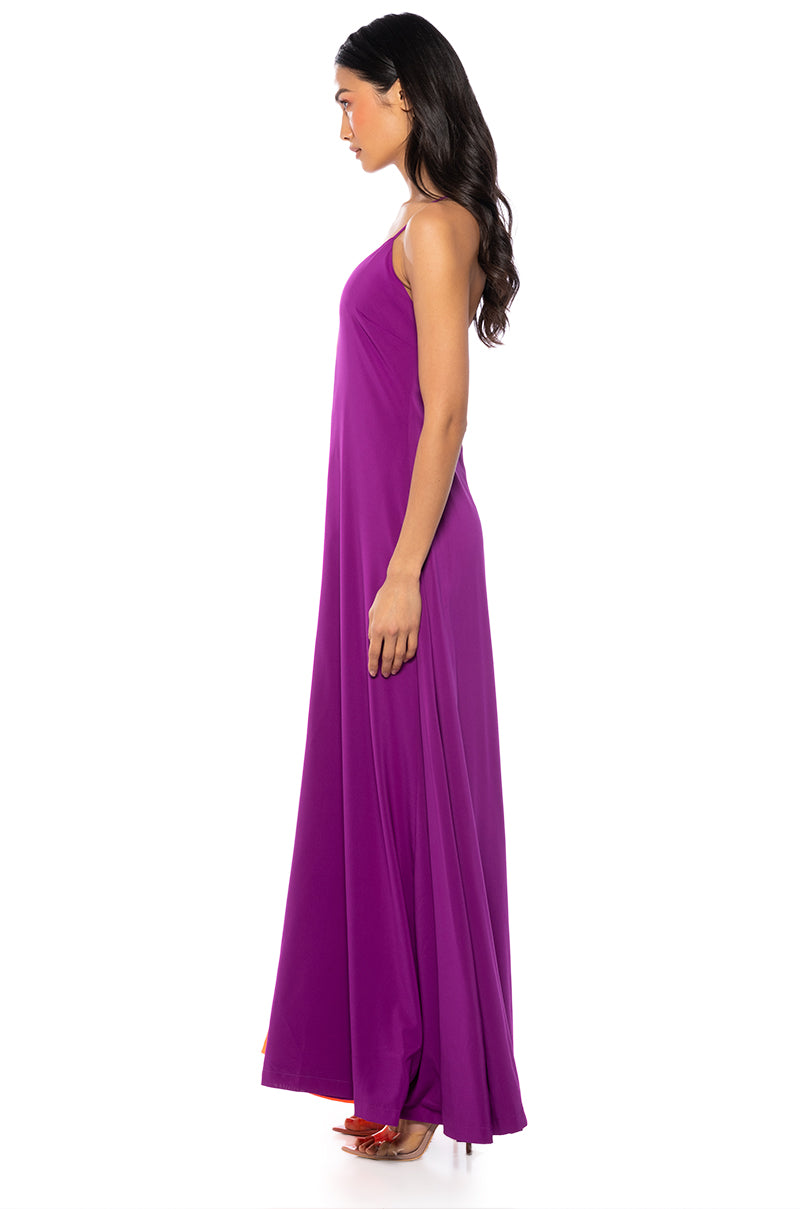 Back View Tatiana Color Blocked Sleeveless Jumpsuit In Purple Multi view 3