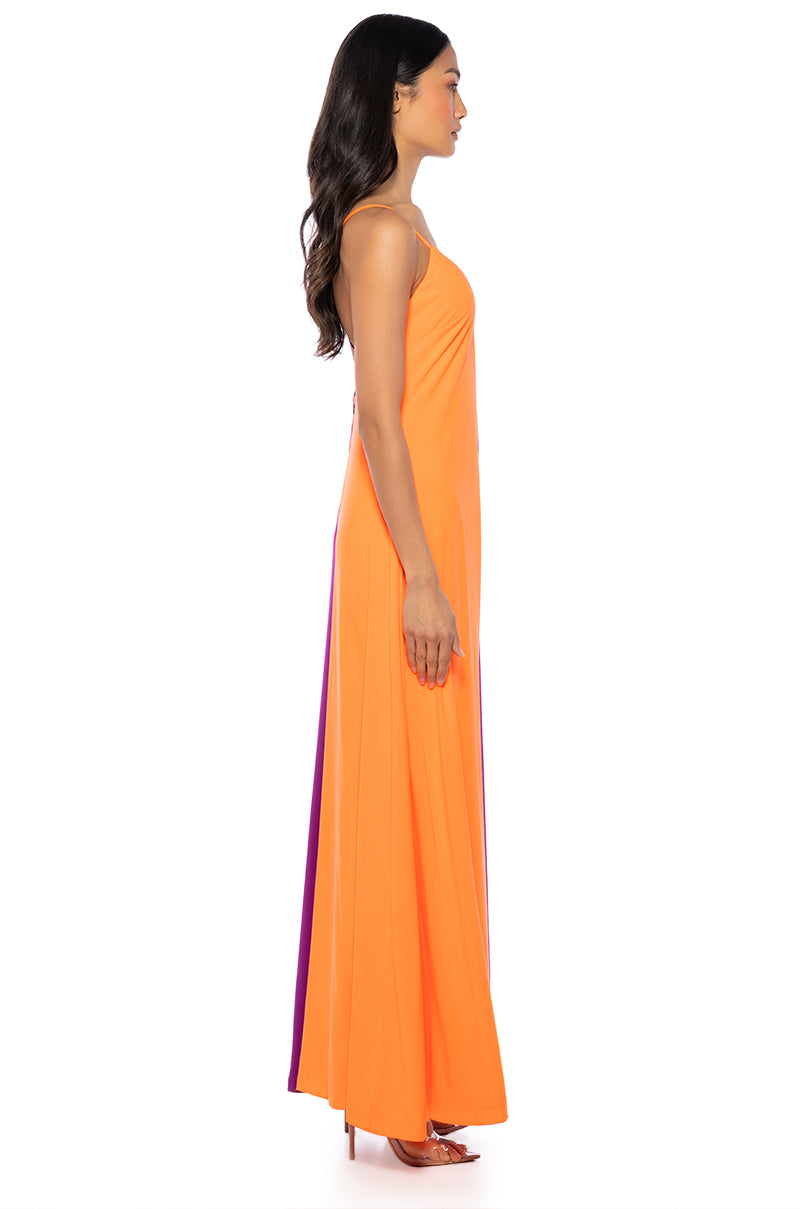 Detail View Tatiana Color Blocked Sleeveless Jumpsuit In Purple Multi view 4