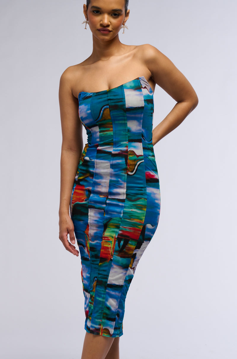 TATIANA PRINTED MESH MIDI DRESS view 0