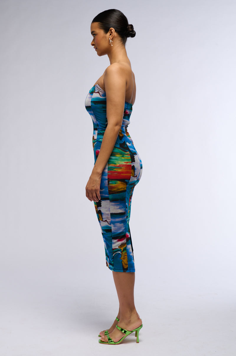 Detail View Tatiana Printed Mesh Midi Dress