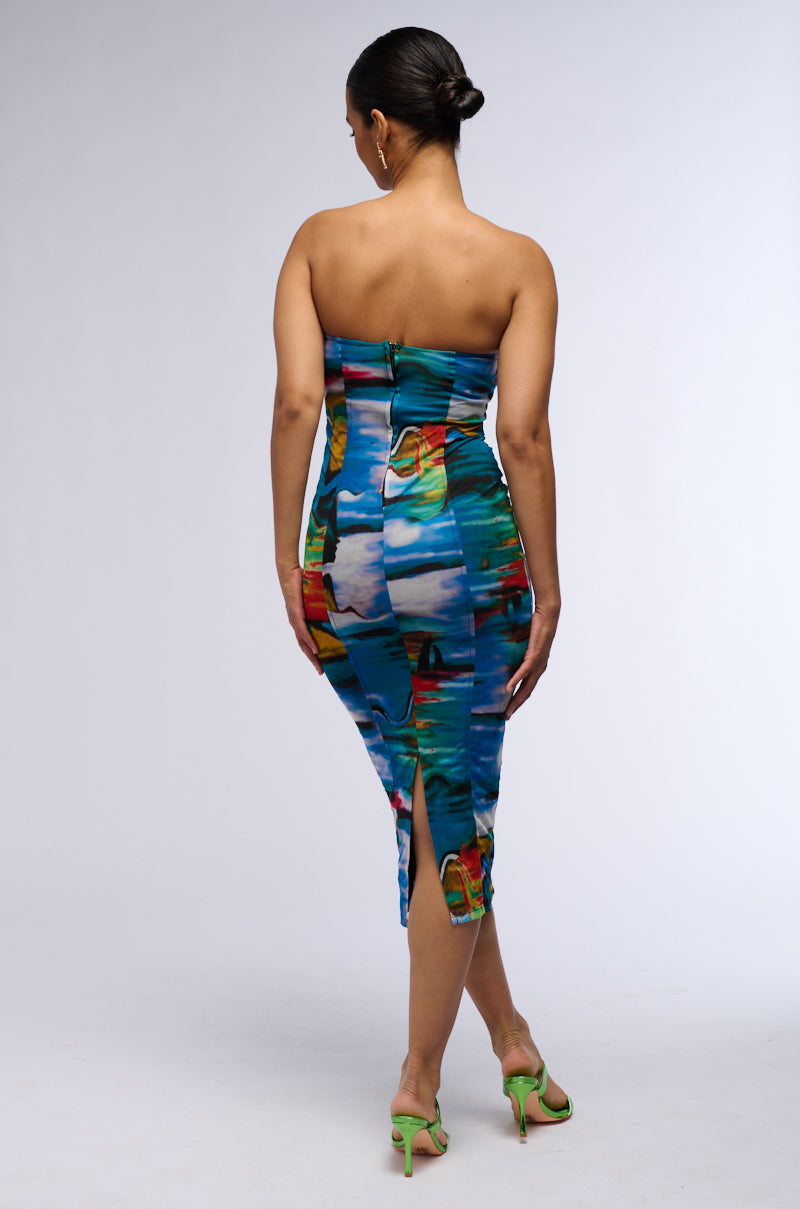 Full View Tatiana Printed Mesh Midi Dress