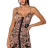 Front View Tatted Up Sleeveless Embellished Mesh Mini Dress