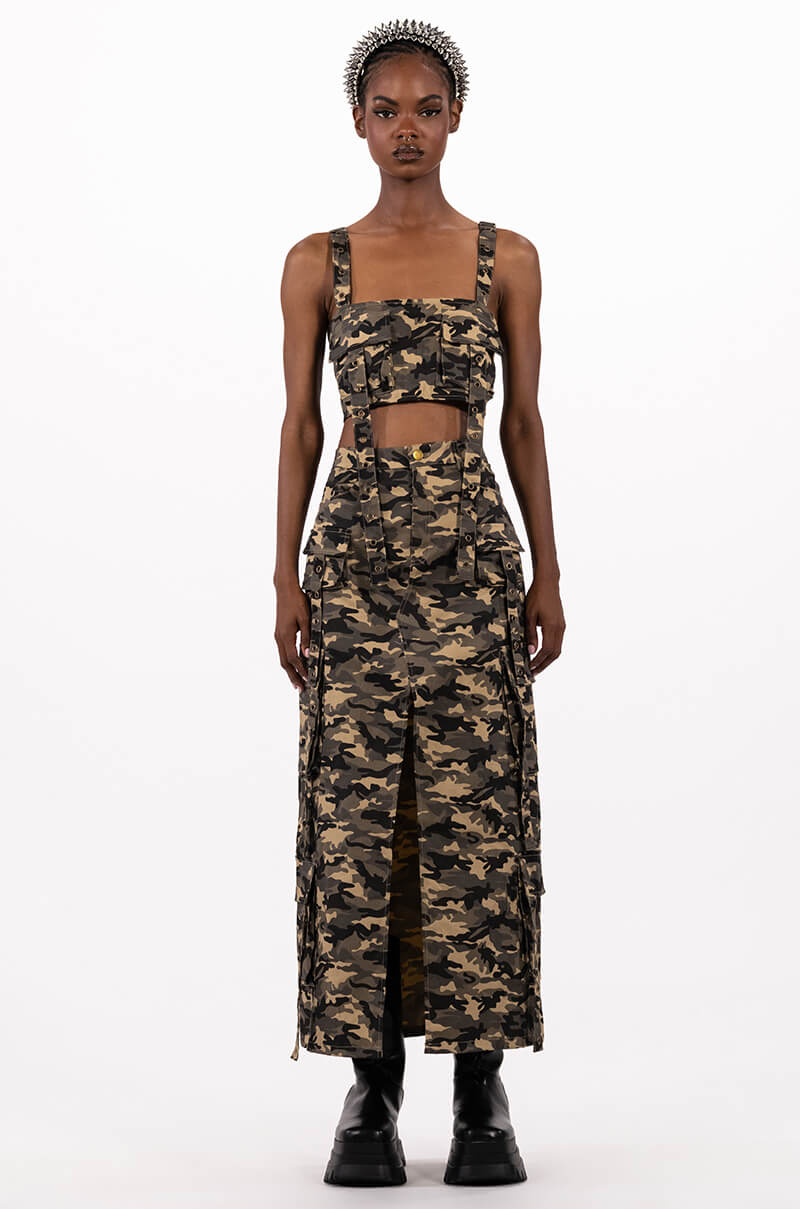 Extra View Taylor Camo Cargo Maxi Skirt