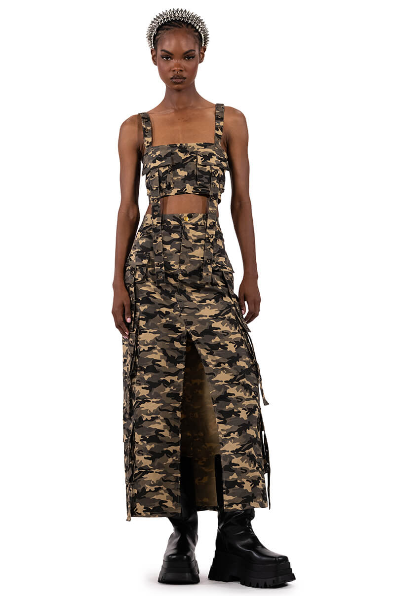 Extra View Taylor Camo Cargo Maxi Skirt