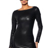 Front View Taylor Long Sleeve Faux Leather Mini Dress