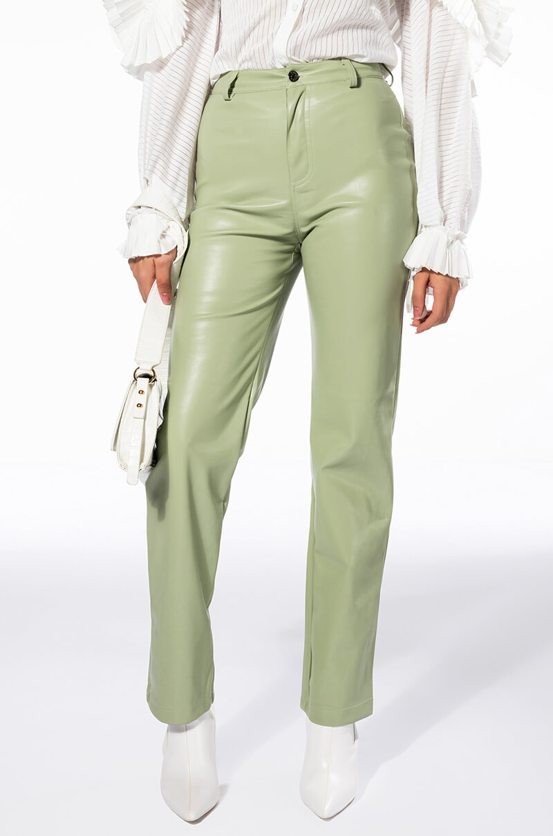 TE QUIERO HIGH RISE VEGAN LEATHER STRAIGHT LEG PANTS view 0