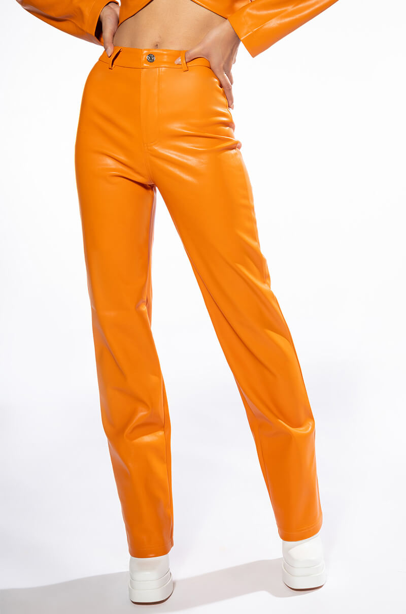 TE QUIERO HIGH RISE VEGAN LEATHER STRAIGHT LEG PANTS view 0