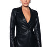 Front View Te Quiero Vegan Leather Open Back Blazer