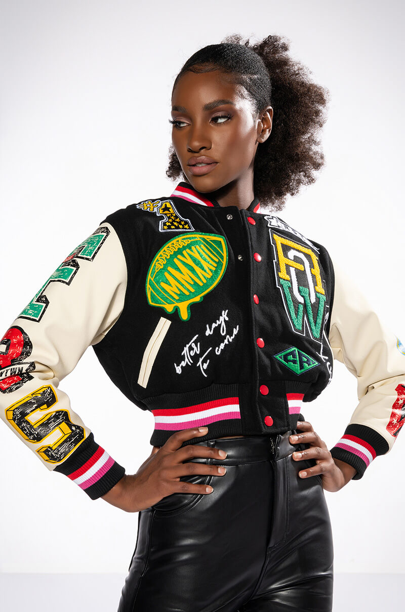 Side View Team Player Patch Varsity Jacket 1