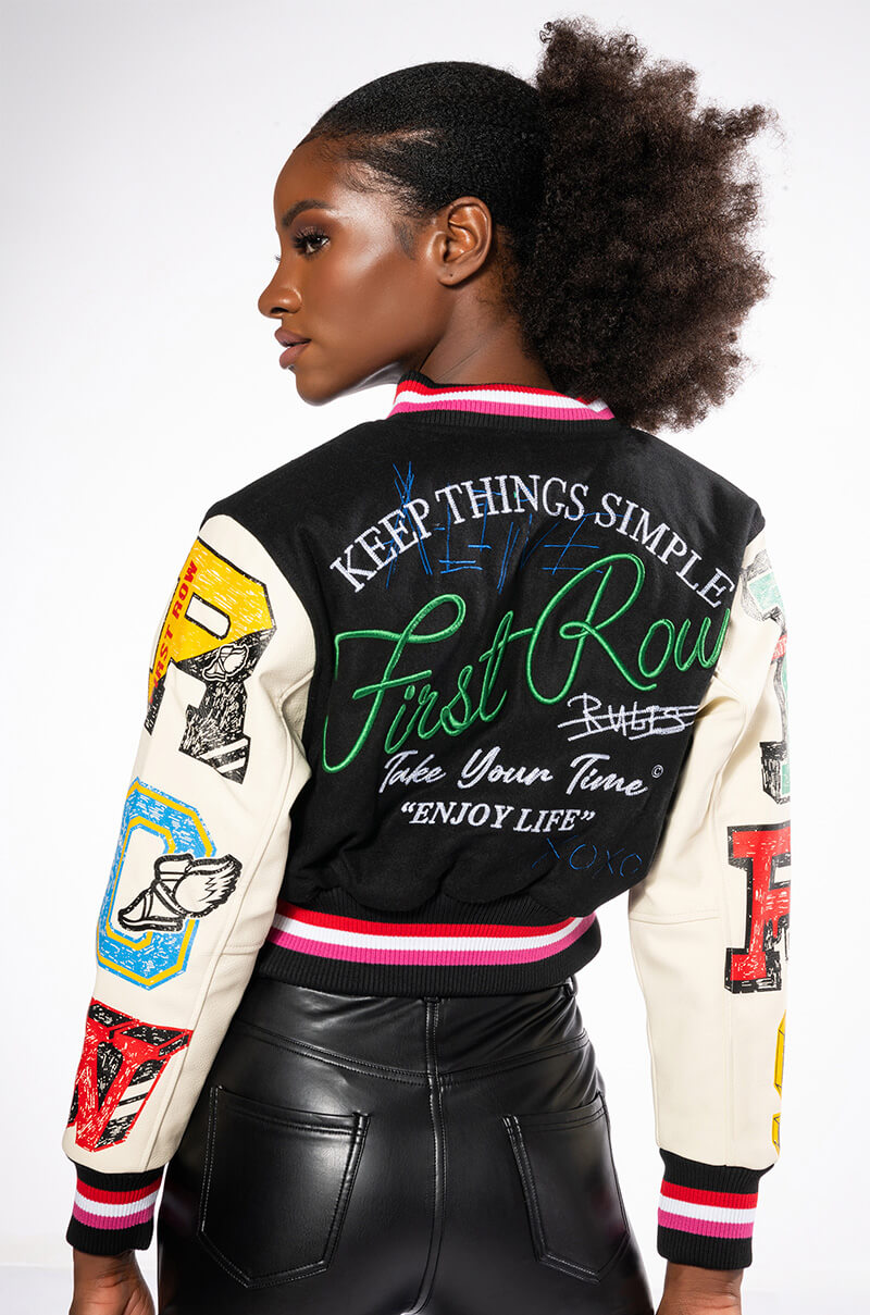 Back View Team Player Patch Varsity Jacket 2