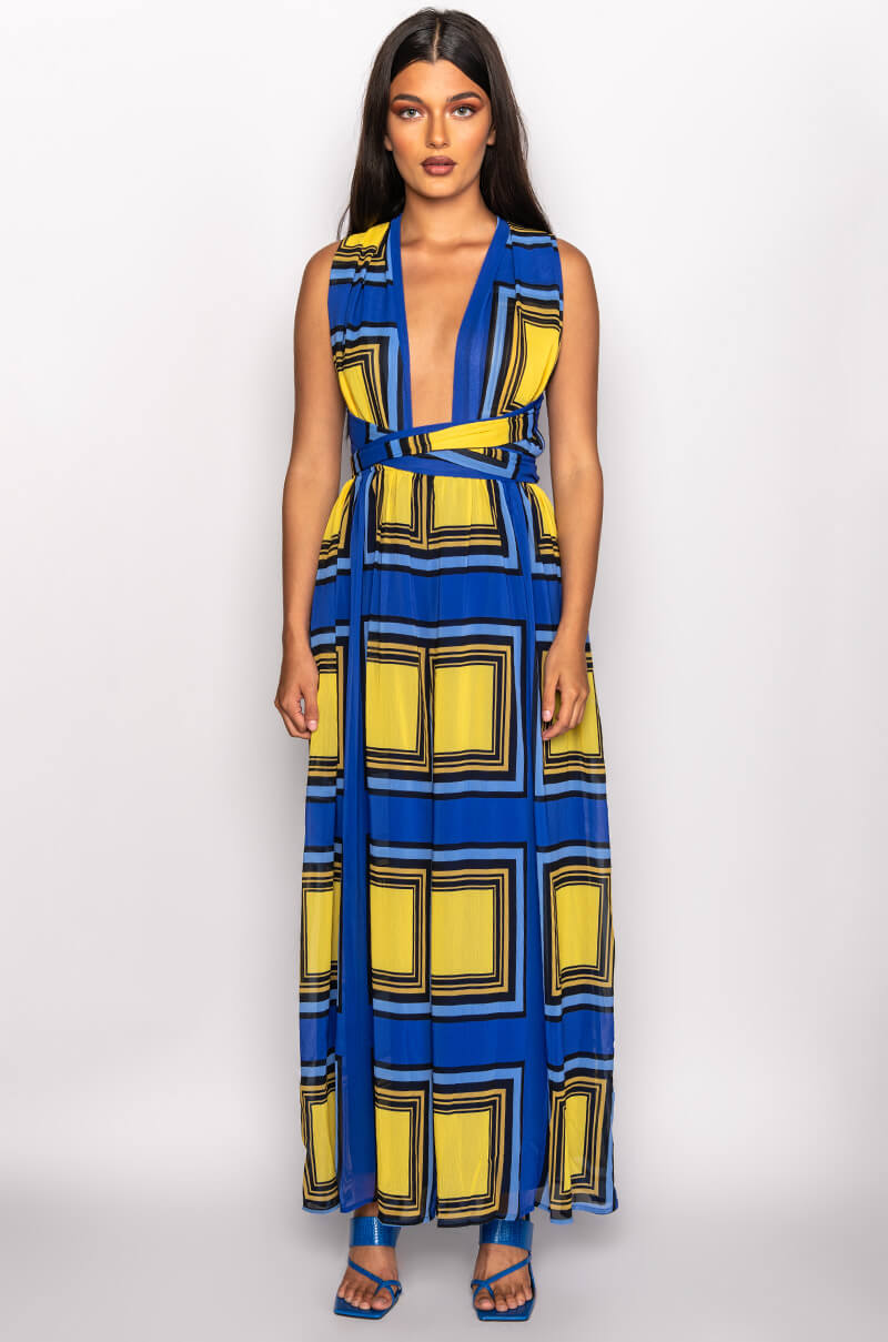 Side View Technicolor Dream Halter Top Wide Leg Jumpsuit