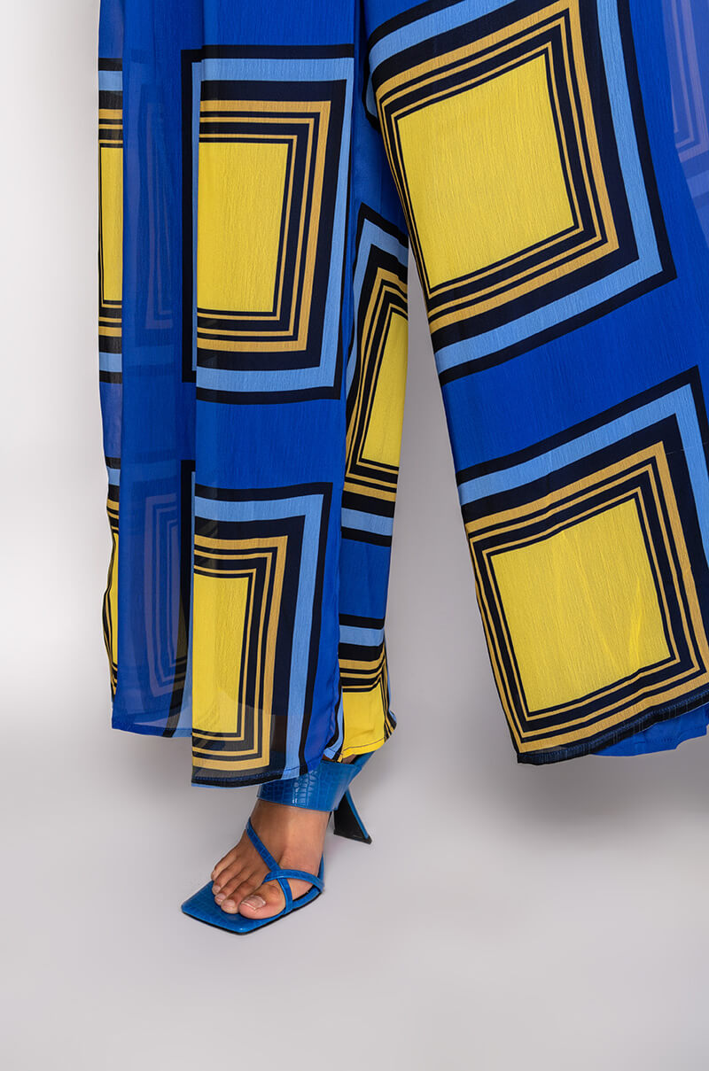 Full View Technicolor Dream Halter Top Wide Leg Jumpsuit