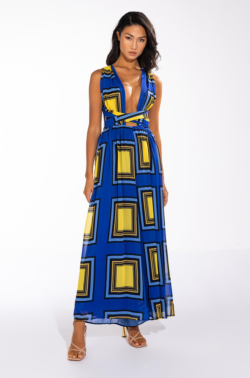 Extra View Technicolor Dream Halter Top Wide Leg Jumpsuit