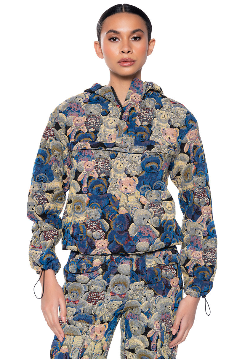 Front View Teddy Bear Cute Hooded Sweatshirt
