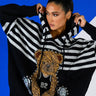 Front View Teddy Hooded Striped Sweater