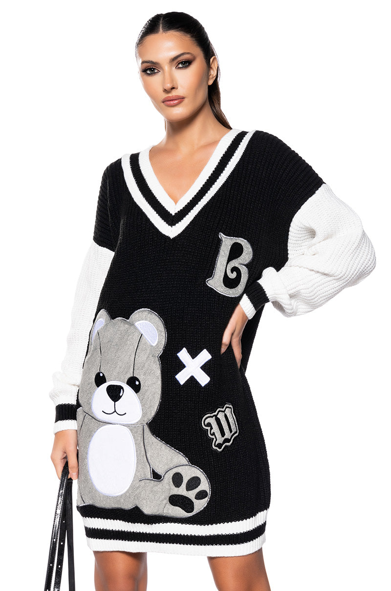 TEDDY KNIT SWEATER MINI DRESS view 0