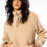 Front View Teddy Ultra Fuzzy Half Zip Sweatshirt