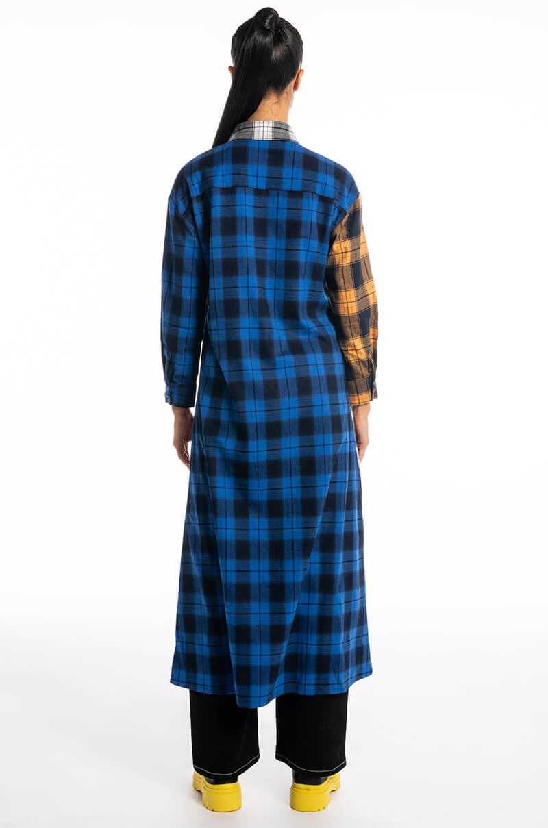 Extra View Teen Spirit Ultra Long Plaid Button Down