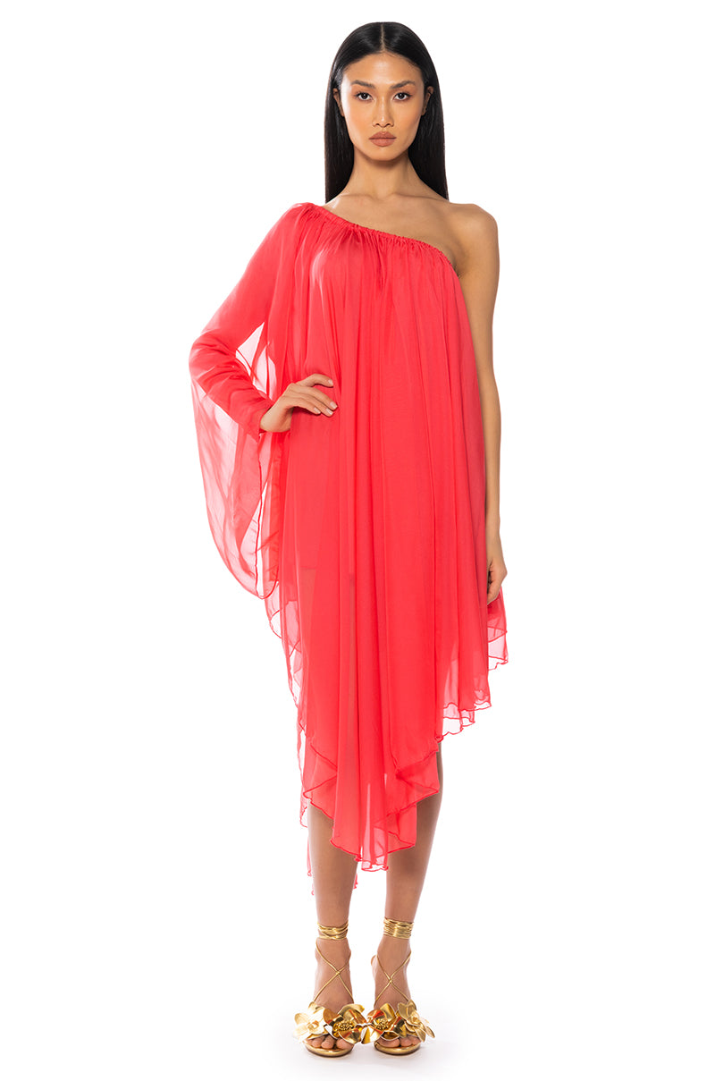 TERRA ONE SHOULDER FLOWY MIDI DRESS view 0