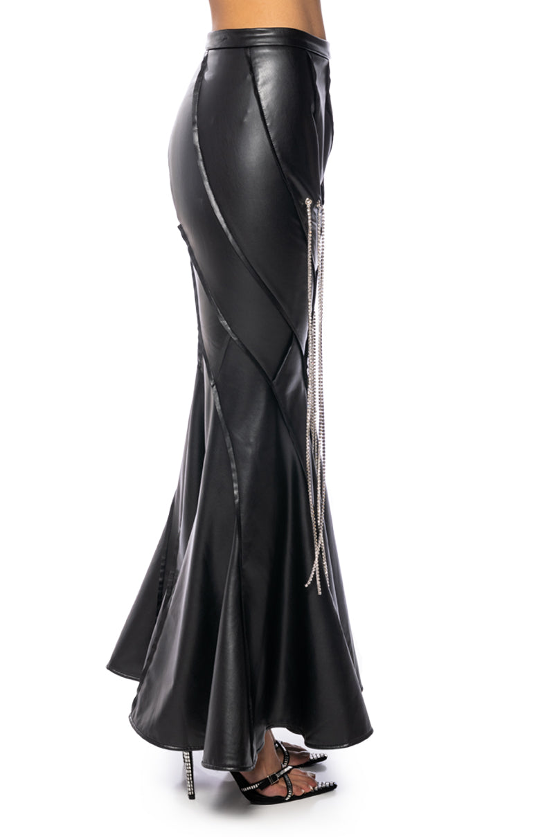 Full View Tess Embellished Faux Leather Maxi Skirt