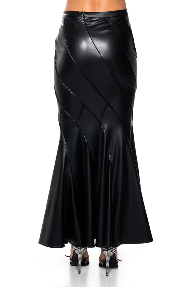 Extra View Tess Embellished Faux Leather Maxi Skirt