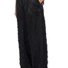 Front View Textured Satin Wide Leg Trouser In Black