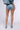 Back View Textured Sequin Denim Mini Shorts