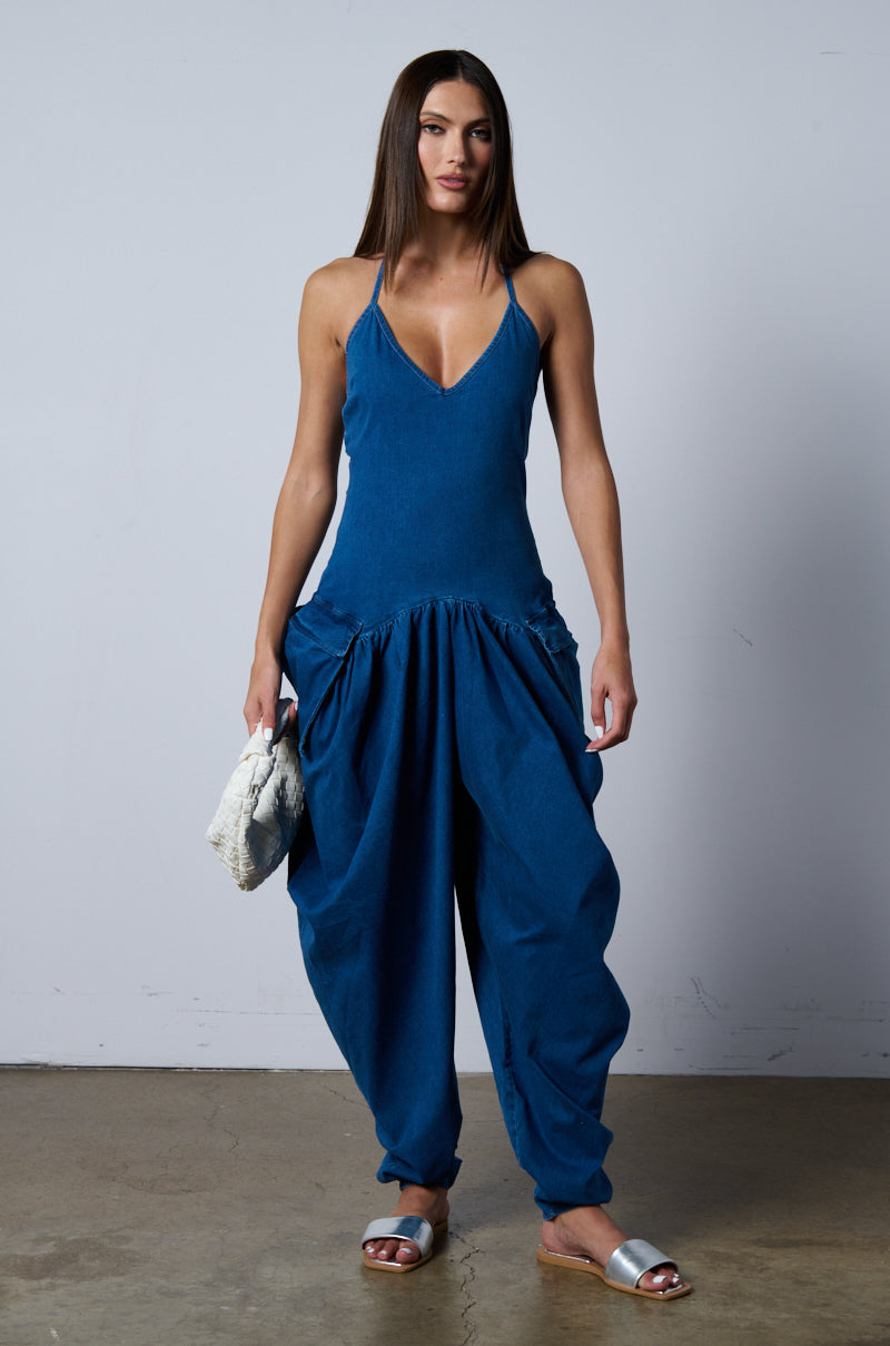 Side View Thalia Relaxed Fit Halter Neck Jumpsuit