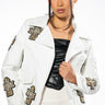 Front View Thank God For Me Pu Moto Jacket