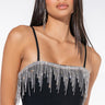 Front View Thank Me Later Blouse With Rhinestone Fringe