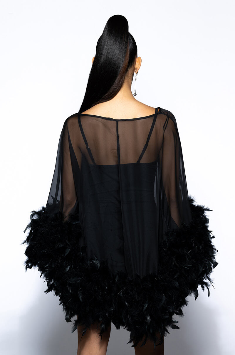 black long sleeve trapeze dress BLACK COLUMN EVENING GOWN WITH TRAPEZE NECKLINE AND LONG SLIT SLEEVES | CULT MIA