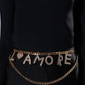 Front View Thats Amore Rhinestone Chain Belt