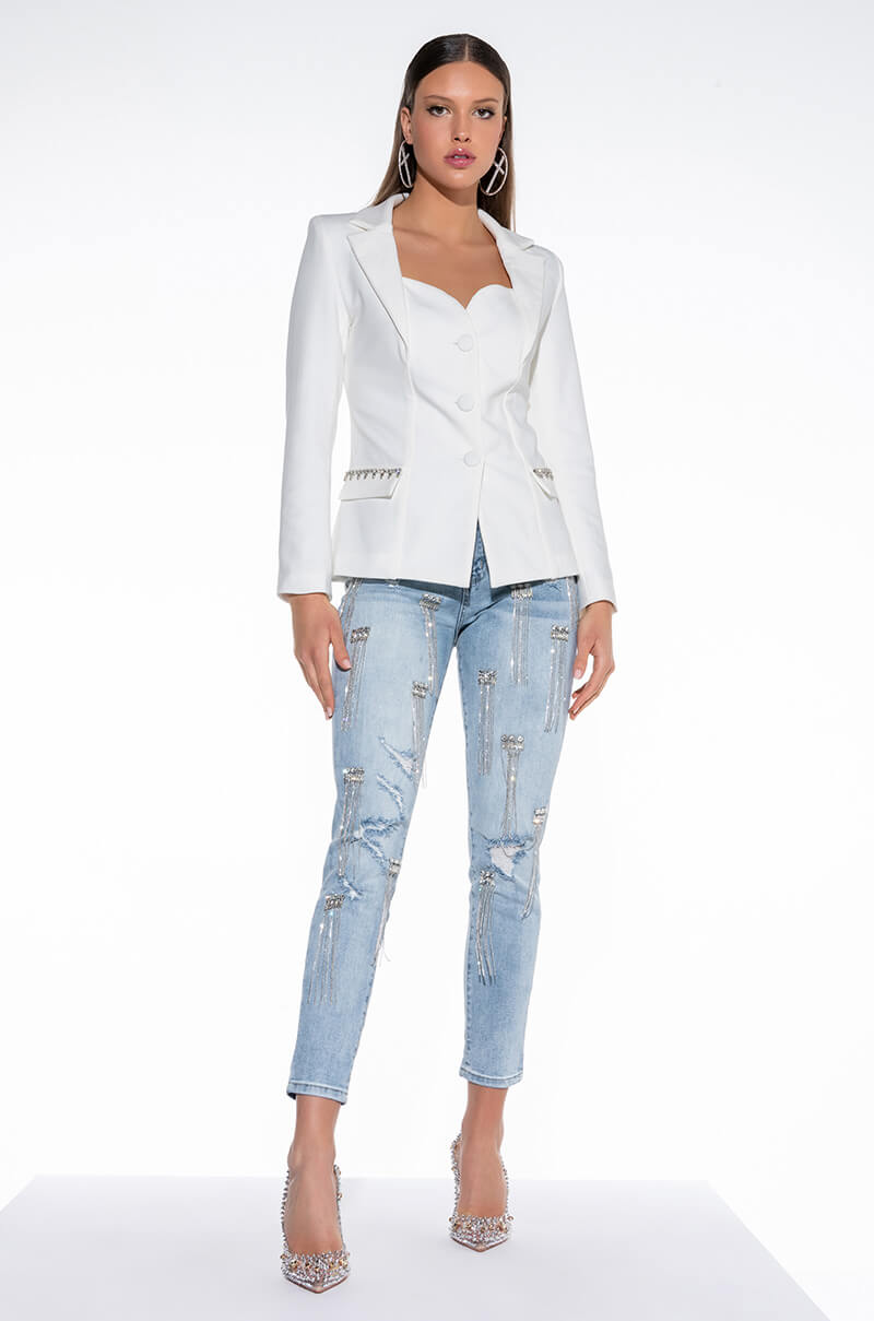 Side View Thats Amore Sweetheart Neckline Blazer