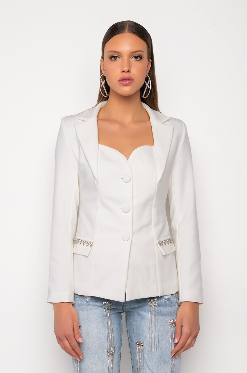 Back View Thats Amore Sweetheart Neckline Blazer