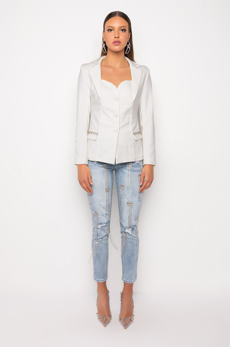 Extra View Thats Amore Sweetheart Neckline Blazer