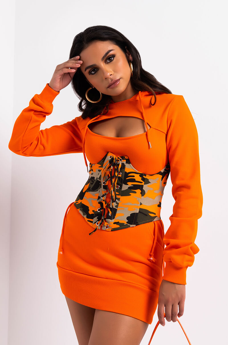 Front View Thats Cute Cut Out Dress in Orange