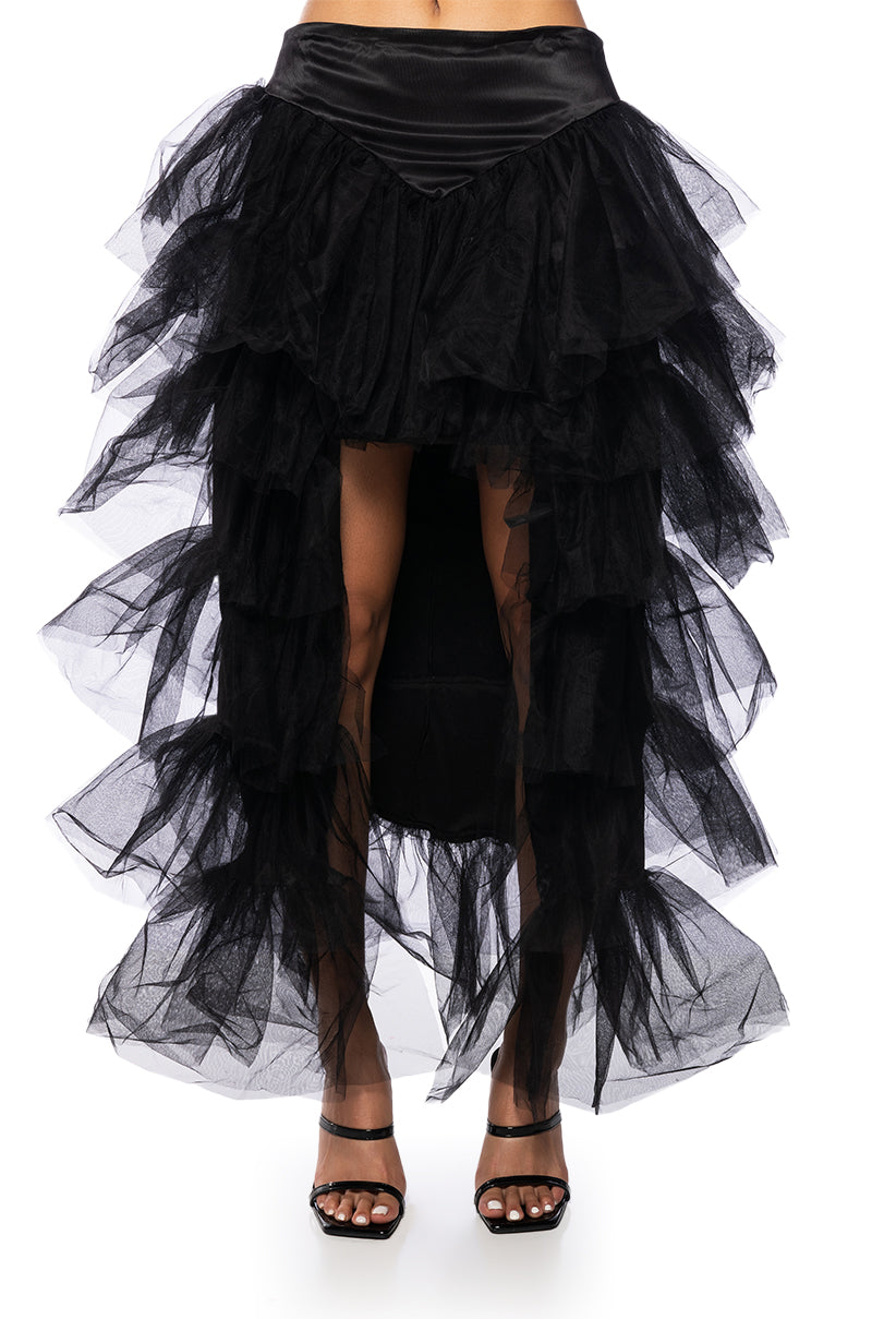 Detail View The Award Show Tulle High Low Skirt In Black