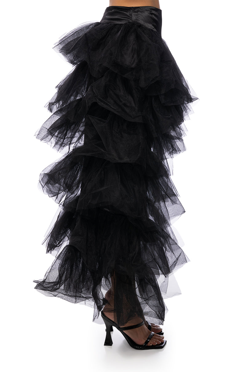 Full View The Award Show Tulle High Low Skirt In Black