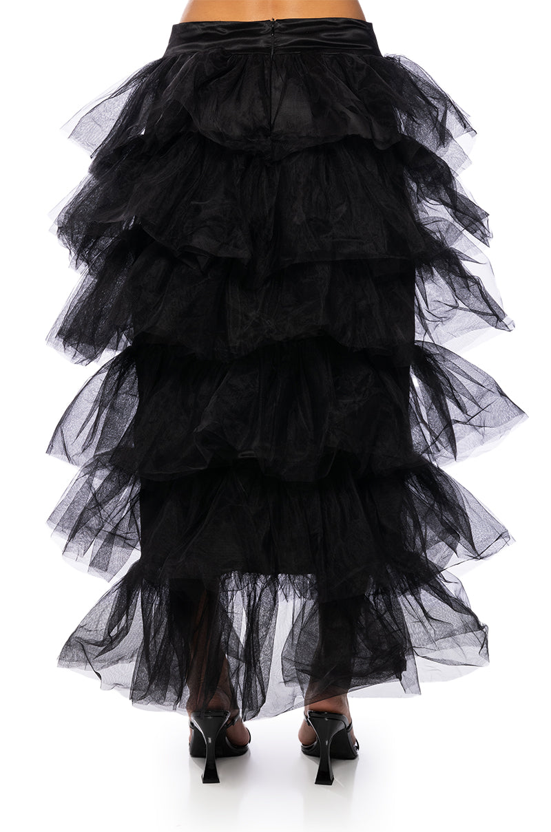 Extra View The Award Show Tulle High Low Skirt In Black