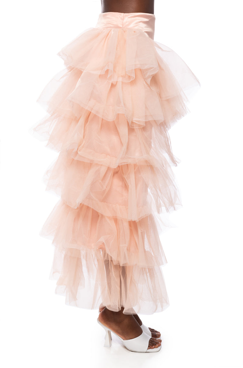 Full View The Award Show Tulle High Low Skirt In Blush Pink